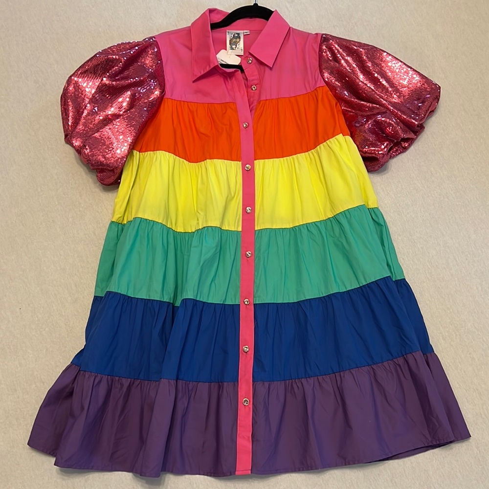 Sequin rainbow tiered dress by Queen of Sparkles!